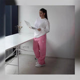 High Waist Autumn Drawstring Zipper Sweatpants Solid Color Casual High Street Hip-Hop Rap Y2K Style Trousers