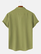 Men's  Comfortable Shirt Summer Beach Men's Shirt   Men's Short Sleeve Shirts  Solid Color Casual Short Sleeve Shirt