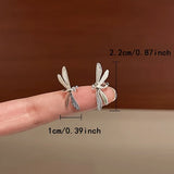Statement Silver Color Dragonfly Clip Earrings No Piercing Ear Cuff Fairy Insect Ear Wrap Aesthetic Party Festival Accessories for Women