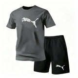 Men's new fashionable casual T-shirt shorts two-piece set 2026 men's summer outdoor sports breathable set