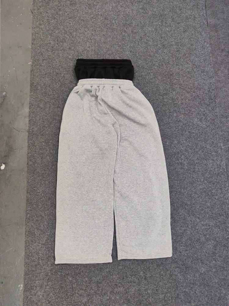 European and American Embroidered Street Couple Double Head Double Waist Pants Personalized Printed Pattern Pants