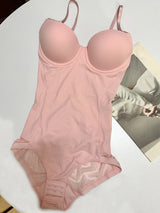 Women Seamless Lace Shapewear Bodysuit with Bra Postpartum Tummy Control Push Up Body Shaper