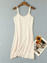 Sexy Crochet Halter V Neck Chic Ruffle Knit Beach Mini Dress 2026 Women Comfy Swimsuit Cover Up Seaside Holiday Club Dresses K58