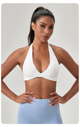 YOGA Naked Feeling Strappy Padded Sports Bras for Women - Fitness Workout Top Criss Cross Back Yoga sports Bras No steel ring