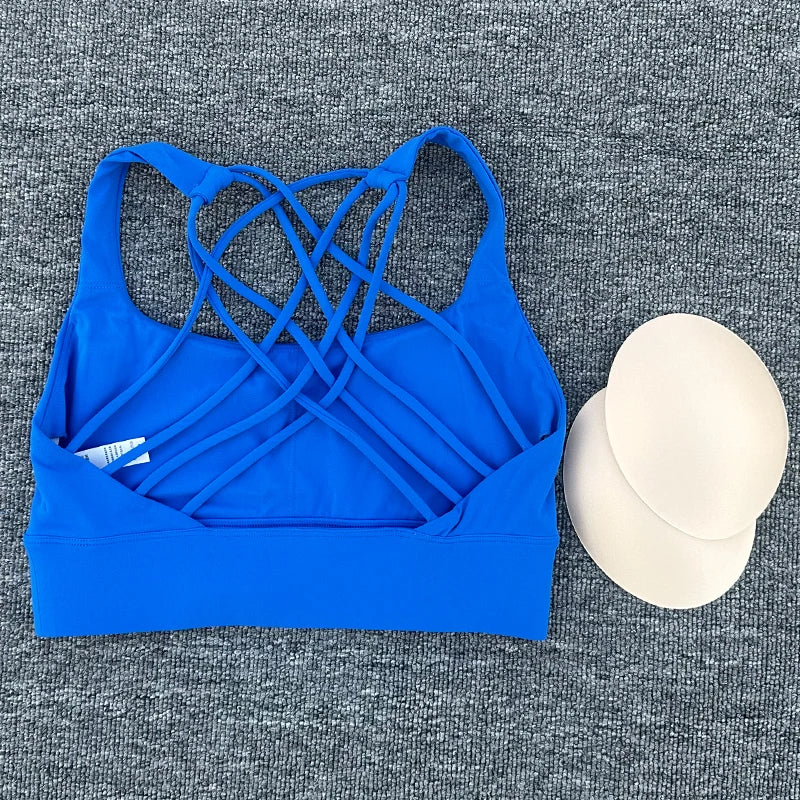 New Fitness Sports Bra for Women Push Up Cross Back Shockproof Running Gym Training Workout Yoga Underwear Crop Tops