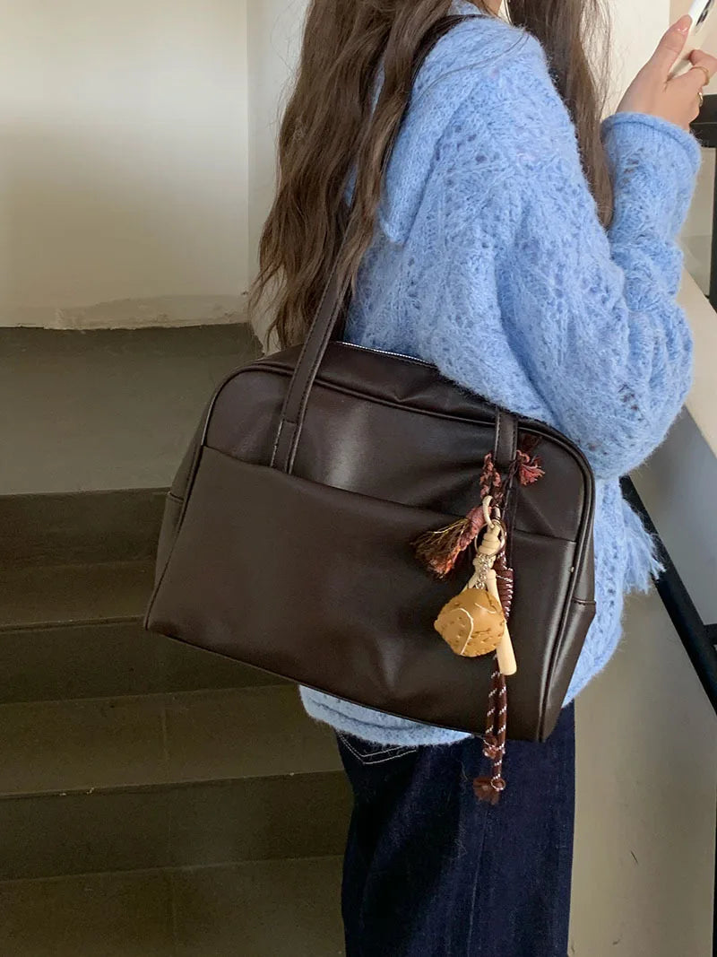 Korean Style Large Capacity Single Shoulder Women's Bag Versatile Vintage Underarm Bag Autumn 2025 New Arrival Tote Bag
