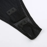 See Through Bodysuit Backless Hollow Out Transparent Club Jumpsuits Women Solid Black Tee Summer Elegant Sexy Streetwear