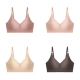 Hot Sale 6 Colors New Ice Silk Underwear Comfy Bra WireFree Padded Wavy Edge Invisible Yoga Wear Ladies Bra Seamless Women Bra