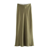 MUJER Woman 2026 Satin Skirt Women High Waist Long Skirts For Women Summer Black Midi Skirt Woman Office Elegant Women's Skirts