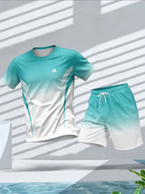 Plus Size Men's Quick-Dry Short-Sleeve T-Shirt and Shorts Set Men's Breathable Athletic Set Fitness T-Shirt and Shorts Set