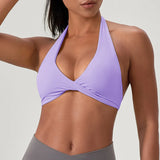 YOGA Naked Feeling Strappy Padded Sports Bras for Women - Fitness Workout Top Criss Cross Back Yoga sports Bras No steel ring
