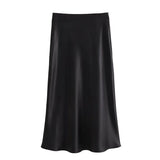 MUJER Woman 2026 Satin Skirt Women High Waist Long Skirts For Women Summer Black Midi Skirt Woman Office Elegant Women's Skirts