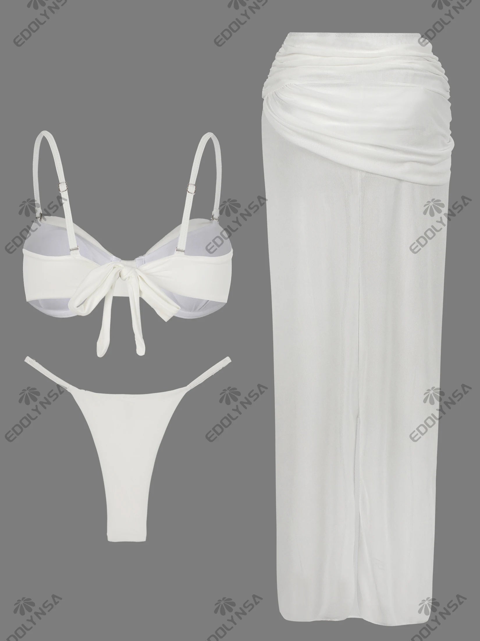 3 Piece Swimwear Set 2025 Luxe Balconette Bikinis High Waisted Maxi Beach Holiday Skirt New Bathing Suit Vacation Outfits K247