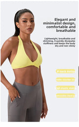 YOGA Naked Feeling Strappy Padded Sports Bras for Women - Fitness Workout Top Criss Cross Back Yoga sports Bras No steel ring