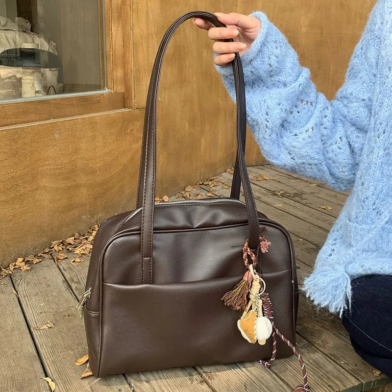 Korean Style Large Capacity Single Shoulder Women's Bag Versatile Vintage Underarm Bag Autumn 2025 New Arrival Tote Bag