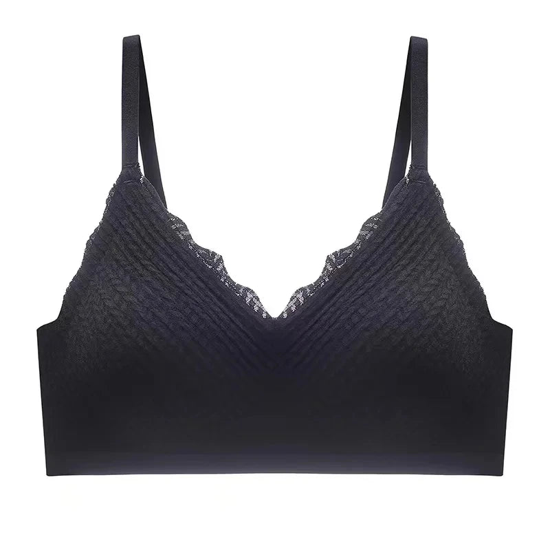 New Top Lace Seamless Women's Underwear Small Chest Gathered Non-slip No Steel Ring Sexy Sling Beautiful Back Bra Thin Section