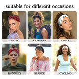 4PCS Headbands for Women Knotted Headband Elastic Head Bands Women's Hair Band Non-Slip Turban Printed Stylish Sport Sweat Hair Wrap for Girls Cute Hair Accessories