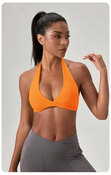 YOGA Naked Feeling Strappy Padded Sports Bras for Women - Fitness Workout Top Criss Cross Back Yoga sports Bras No steel ring