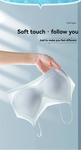 Ultra-Thin Breathable Ice Silk Top Bra Women's Seamless Back Halter Vest Wrap Bra Small Chest Together