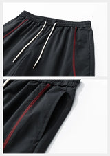 Unisex 2‑Pieces Tracksuit Set Color Contrast Stitching Stand Collar Zip‑Up Jacket Wide Leg Pants Windproof Outdoor Hiking Set