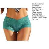 Women Panties Hollow Out Lace Mid Waist Anti-septic Solid Color Elastic See-through Women Underpants Briefs Underwear