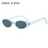 New Small Oval Sunglasses Women Men Trendy Vintage Hip Hop Cat Eye Sun Glasses Female Leopard Black Punk Eyewear UV400 Oculos