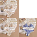 1/3/8Pcs Seamless Bra Set Low Waist Panties Leopard Bralette Sexy Lingerie Set Vneck Sport Brassiere Female Cotton Underwear Set