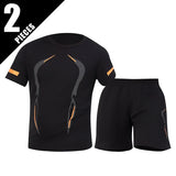 2 Pcs Men's Mesh Breathable Quick-drying Sports Suit Loose Plus Size Running Fitness Mountaineering Casual Short-sleeved Shorts