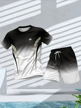 Plus Size Men's Quick-Dry Short-Sleeve T-Shirt and Shorts Set Men's Breathable Athletic Set Fitness T-Shirt and Shorts Set