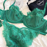 Sexy Underwear Set for Women Ultra-thin Bra Set French Lace Breathable Bralette Female Silk Comfort Bras and Thong Lingerie