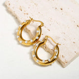 Luxury Shiny Zircon Hoop Earrings for Women Trendy Golden Stainless Steel Wed Ear Geometric Circle Earring Jewelry Pendientes