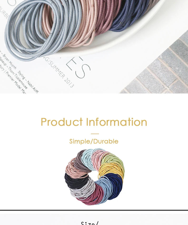 100PCS/Set Women 3.5CM Basic Nylon Elastic Hair Bands Ponytail Hair Scrunchie Rubber Bands Headband Hair Accessories Headwear