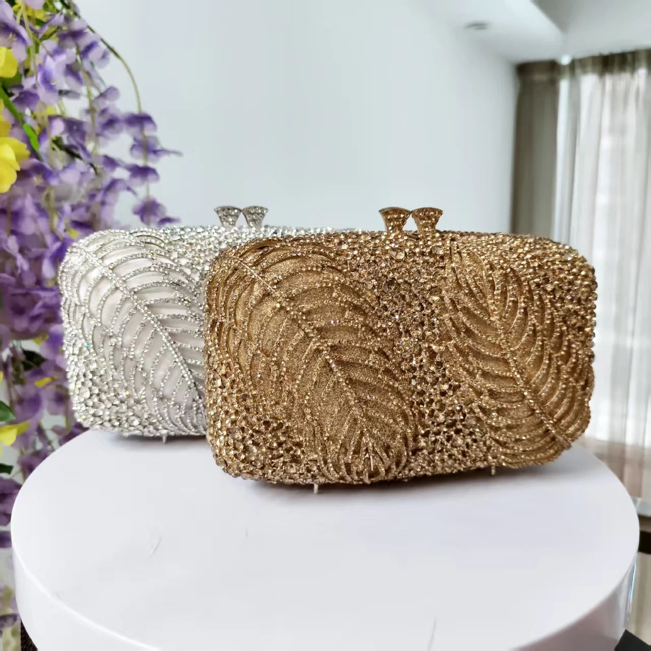 New Rhinestone Clutch Purse Women Elegant Wedding Party Bride Bag Prom Evening Handbag Sparkly Crystal Diamond Birthday Gift