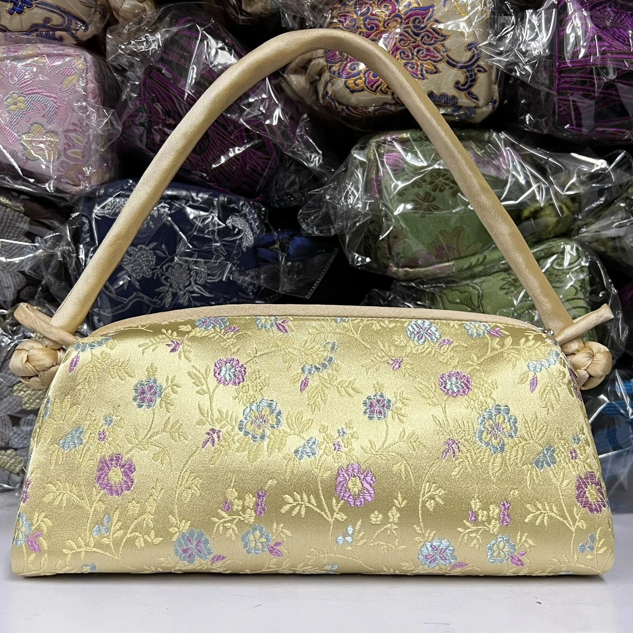 Fashion Shoulder Bag Women Handbag Luxury Embroidered Silk Bag Female Purse Small Cute Cosplay Cheongsam Flower Satin Tote Bag