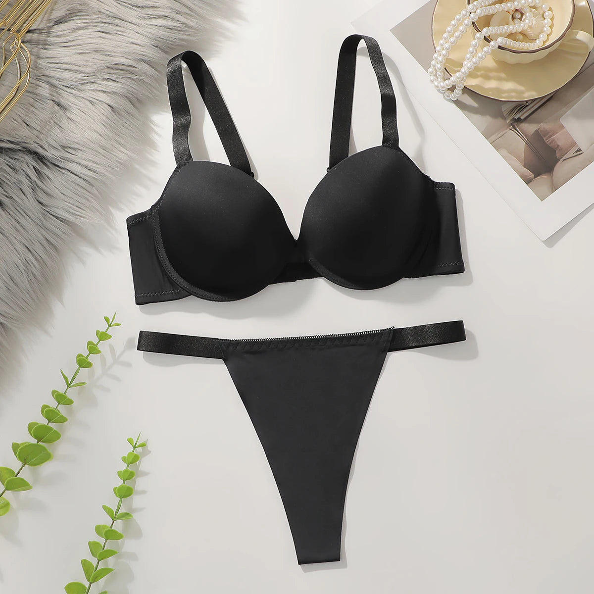 Sexy leopard print 2-piece set with gathered lifting and thickened steel support bra set for women's underwear B2051