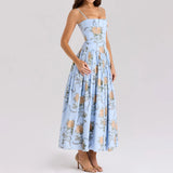 Suninheart Summer Clothes for Women Midi Elegant Dress 2025 New Arrivals White Floral Print Holiday Dress