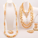 32inches 2Layers orange artifinal nigerian coral bead jewelry set wedding