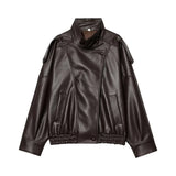 MUJER Faux Leather Women's Jacket Black Oversize Bomber Jackets for Women Outerwears Winter Overcoat Female Fashion Jacket Woman