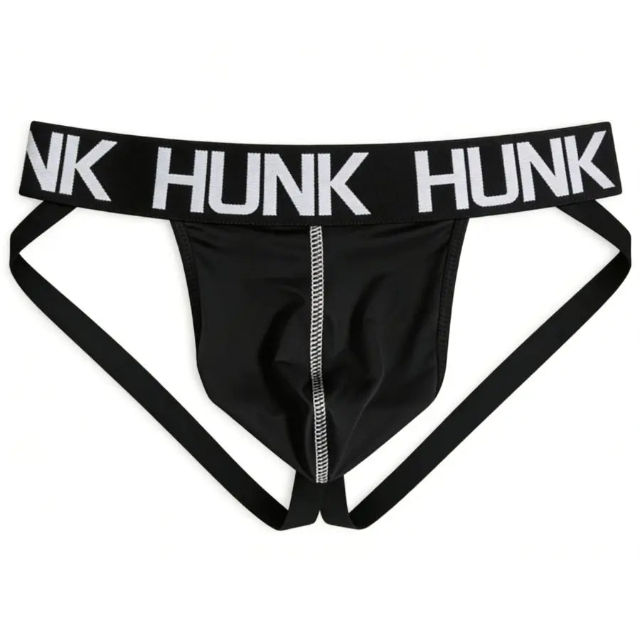 Men's HUNK Athletic Jockstrap Performance Jock Thong Moisture-Wicking Breathable Low-Rise Training Underwear Backless G-String