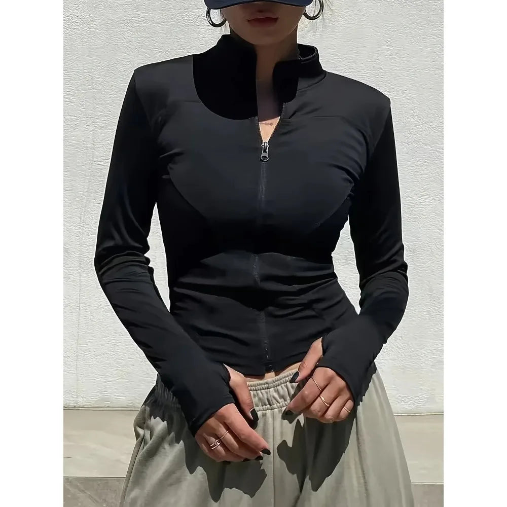 NEW Summer Women's Stand Collar Yoga Sun Protection Jacket, Anti-UV Slim Lightweight Sun Shirt for Outdoor Sports & Daily Wear