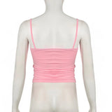 European American style Y2K lace V-neck bow solid color suspender spicy girl sexy low cut vest  slim fit short top traffic 2025