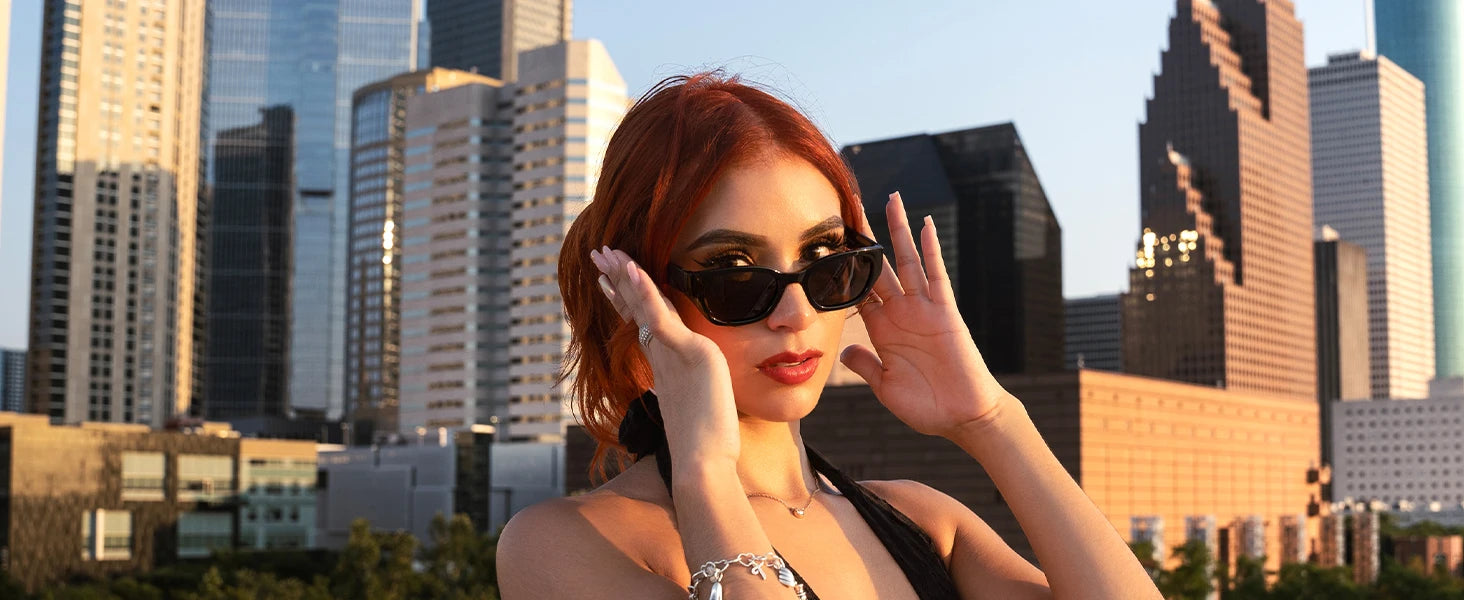 ZENOTTIC Cat Eye Narrow Retro Sunglasses for Women Polarized UV400 Sun Glasses for Small Face Trendy Shades