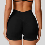 Women's High-Waist Yoga Sports Shorts Summer V-Shaped Widen Peach Hip Lifting Tight Fit Three-Part Fitness Shorts