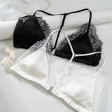 Birdtree 93% Silk 7% Spandex Women Lace Bra,Wireless Pitted Triangle Cup Front Closure Bralette,2026 New Underwear A61403JF