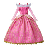 Girl Aurora Princess Dress Children Luxurious Cosplay Costume Rose Pink Briar Rose Outfit Kids Carnival Birthday Party Clothing