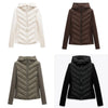 ETJ 2025 new  women's elegant fashion patchwork long sleeve standing collar hooded cotton jacket sport coat 8073227
