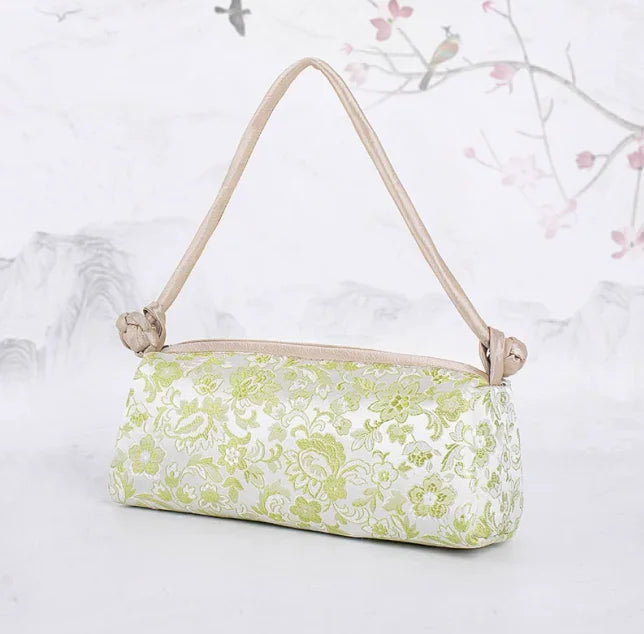 Fashion Shoulder Bag Women Handbag Luxury Embroidered Silk Bag Female Purse Small Cute Cosplay Cheongsam Flower Satin Tote Bag