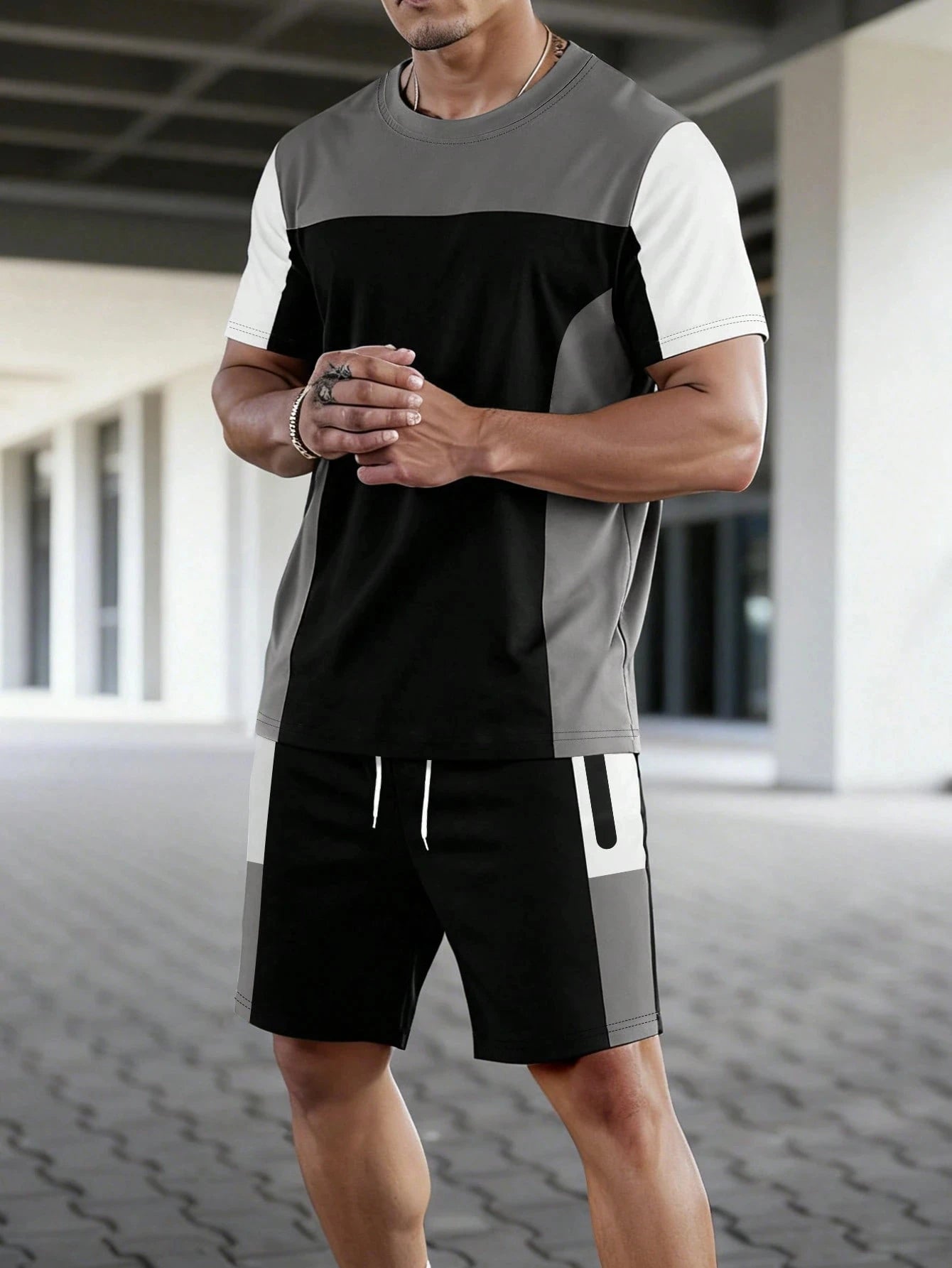 2026 Summer New Arrival Men's Letter Print Short-Sleeve T-Shirt Stylish Mens Shorts Set Vacation Beach Casual T-Shirt Summer Top