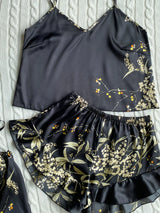 Elegant Floral Print Cami Tops Ruffle Hem Shorts Pajama Set  Women's Sleepwear Loungewear