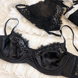 Sexy Underwear Set for Women Ultra-thin Bra Set French Lace Breathable Bralette Female Silk Comfort Bras and Thong Lingerie